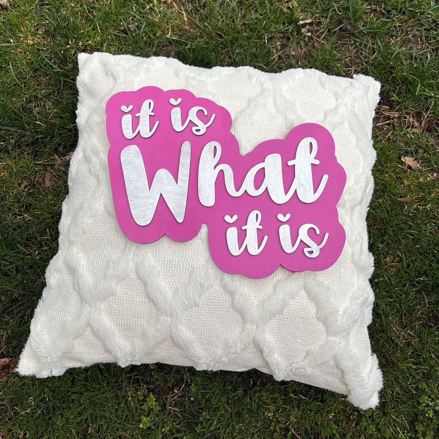 It Is What It Is Wooden Sign – Modern Laser Cut Quote Wall Art | Minimalist Room Decor | Office, Bedroom, or Dorm Inspiration Wall Art Girly