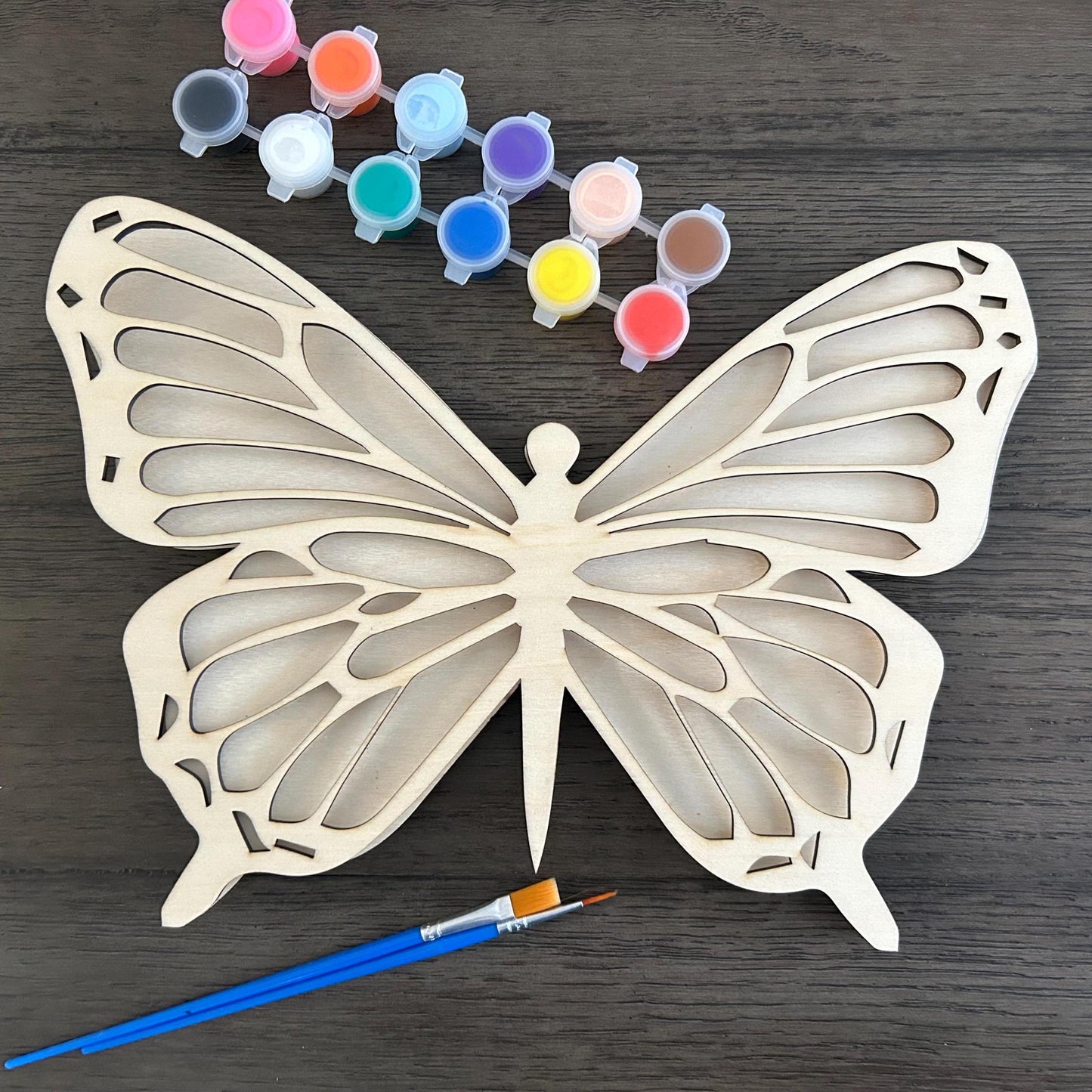Butterfly Wooden DIY Coloring Set For Kids • Colorful Paint Set Wooden Unfinished Holiday Painting Creative Wooden Toys Girls Girly Party