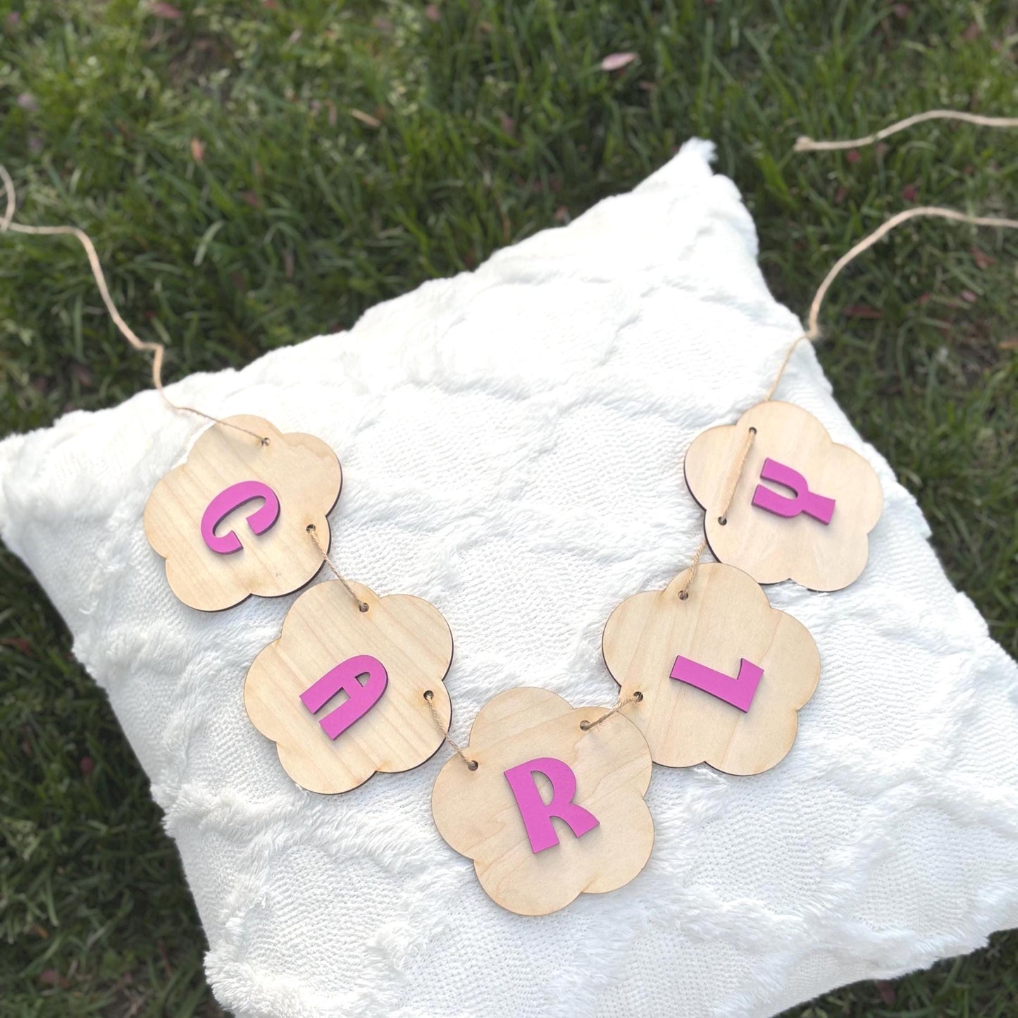 Personalized Wooden Name Banner | Nursery Wall Decor Custom Baby Name Sign | Kids Room Banner | Baby Shower Gift Name Garland Girl Birthday