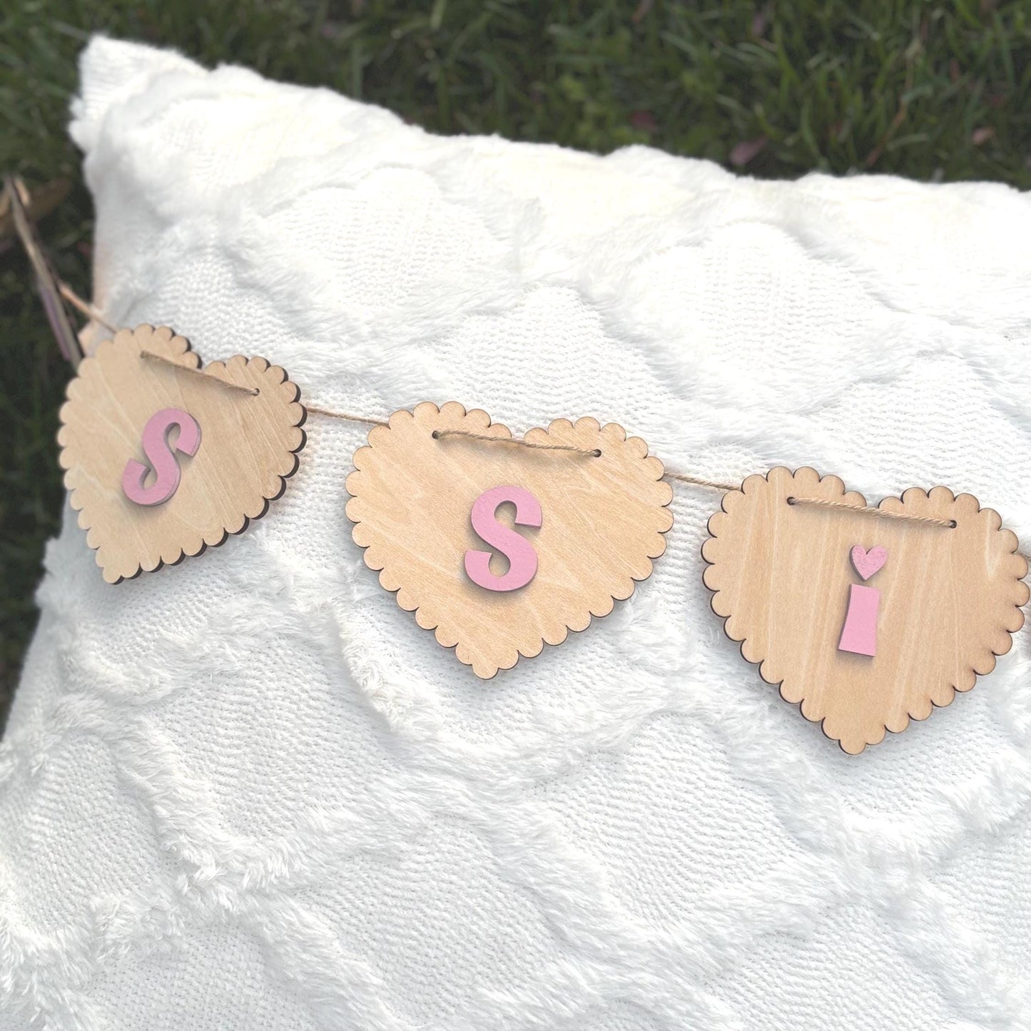 Personalized Wooden Scalloped Name Banner | Nursery Wall Decor Custom Baby Name Sign Kids Room Banner Shower Gift Name Garland Girl Birthday