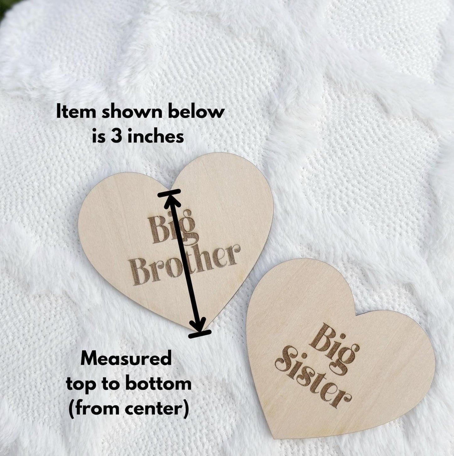 Big Brother Big Sister Wooden Heart Sign | Big Bro Announcement Prop Sibling Gift Idea Nursery Decor Pregnancy Reveal Baby Shower Keepsake