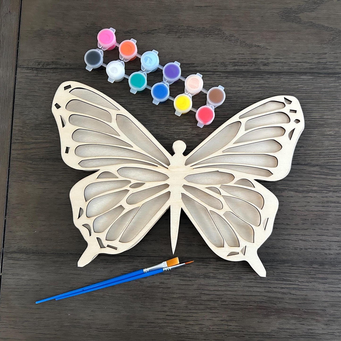 Butterfly Wooden DIY Coloring Set For Kids • Colorful Paint Set Wooden Unfinished Holiday Painting Creative Wooden Toys Girls Girly Party