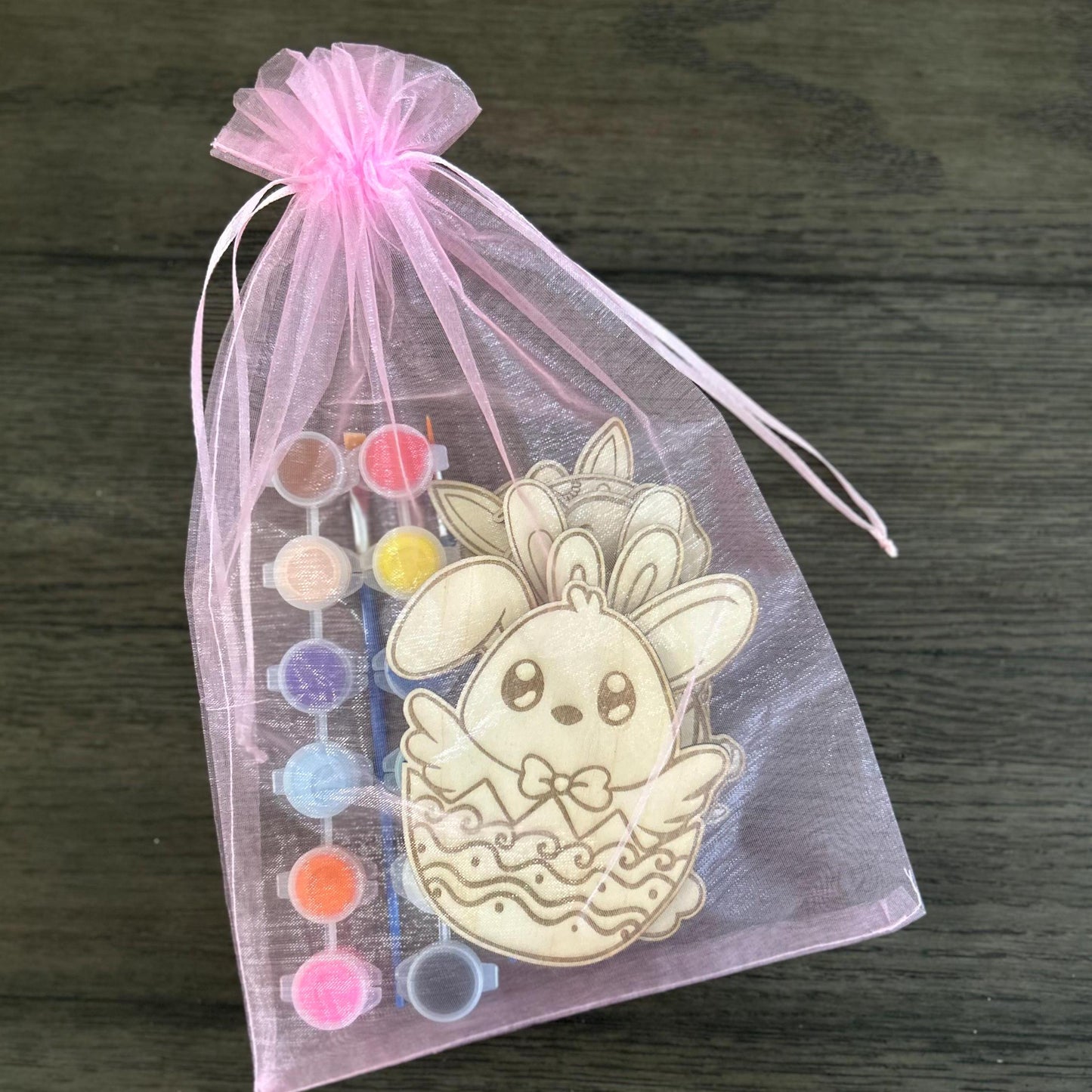 Easter Wooden DIY Coloring Set For Kids β’ Set of 10 Colorful Paint Set Wooden Unfinished Bunny Rabbit Holiday Painting Creative Wooden Toys