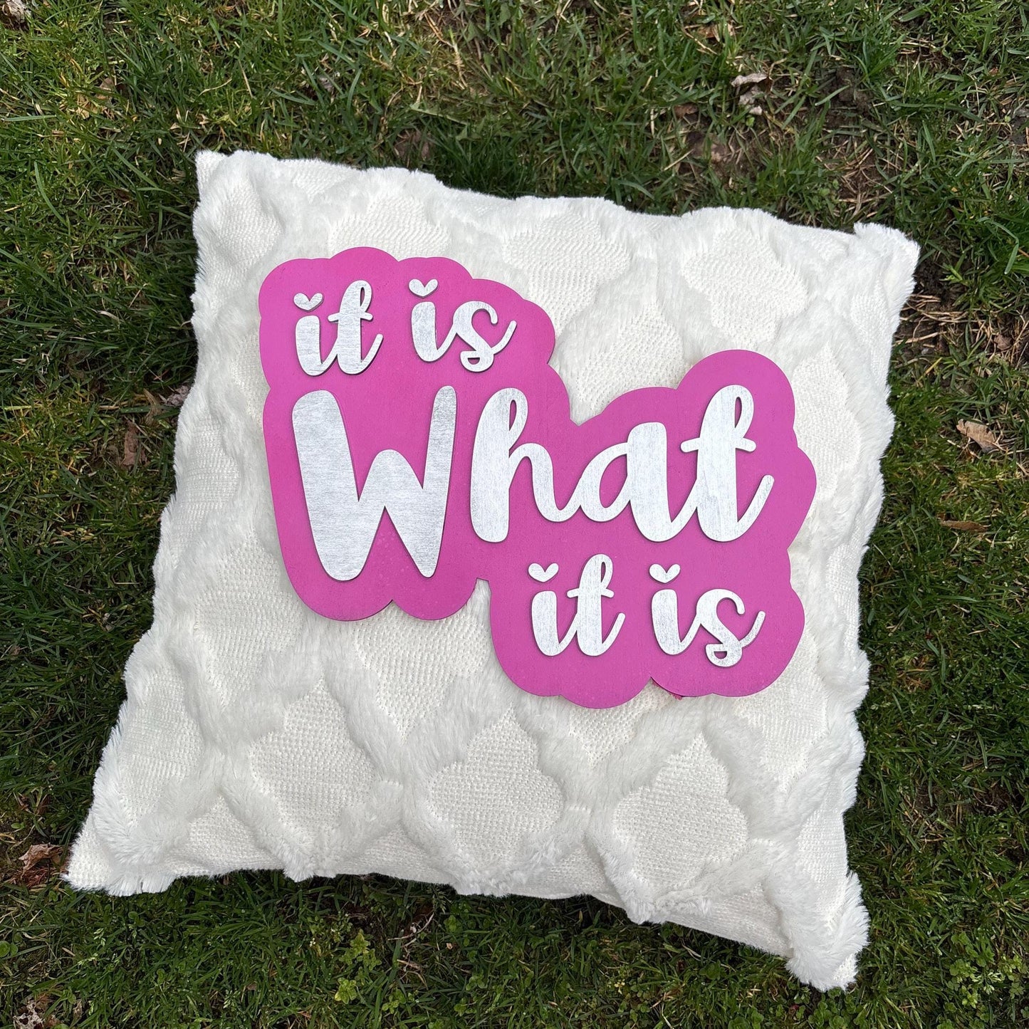 It Is What It Is Wooden Sign – Modern Laser Cut Quote Wall Art | Minimalist Room Decor | Office, Bedroom, or Dorm Inspiration Wall Art Girly