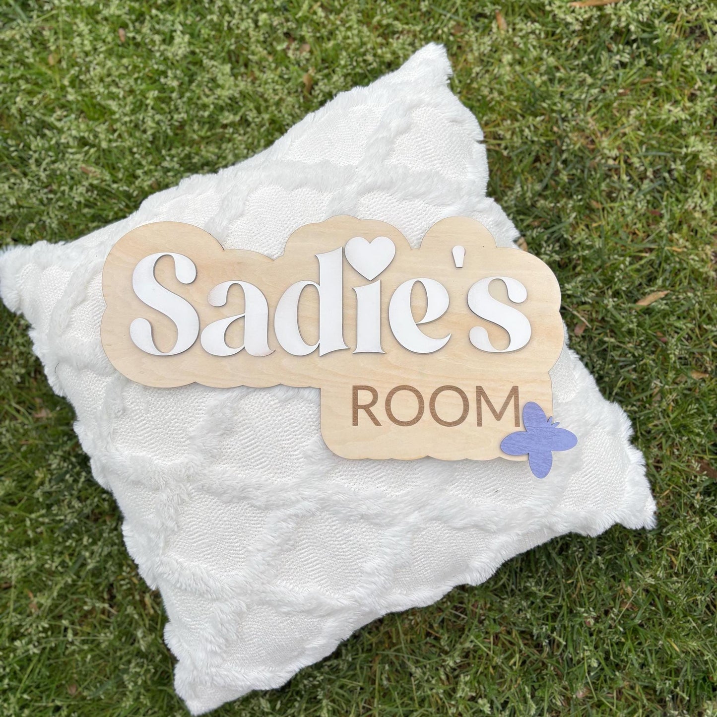Personalized Kids Room Sign | Custom Name Door Sign | Girls Room Wall Decor | Wooden Name Plaque with Butterfly | Nursery or Bedroom Sign