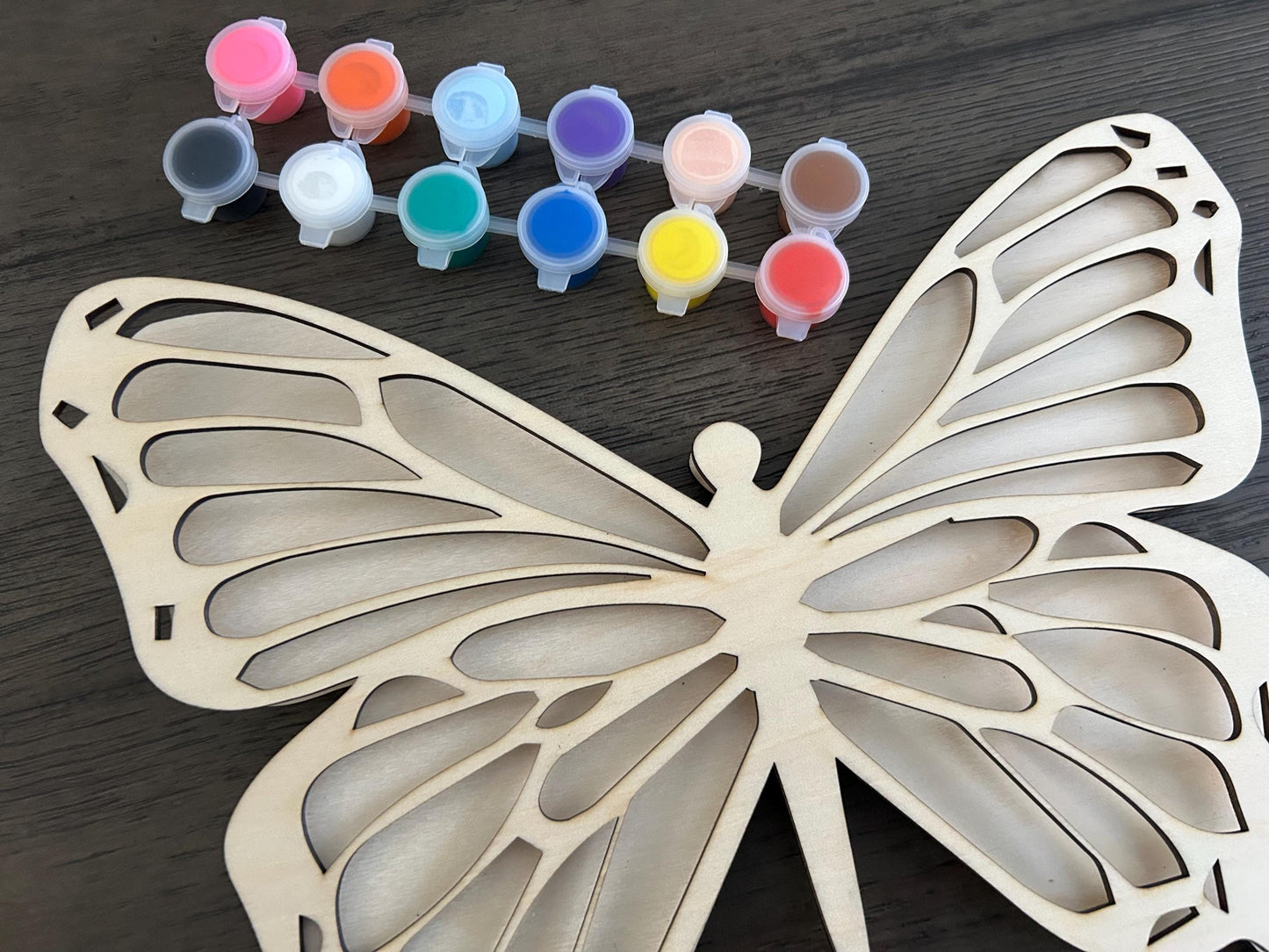 Butterfly Wooden DIY Coloring Set For Kids • Colorful Paint Set Wooden Unfinished Holiday Painting Creative Wooden Toys Girls Girly Party