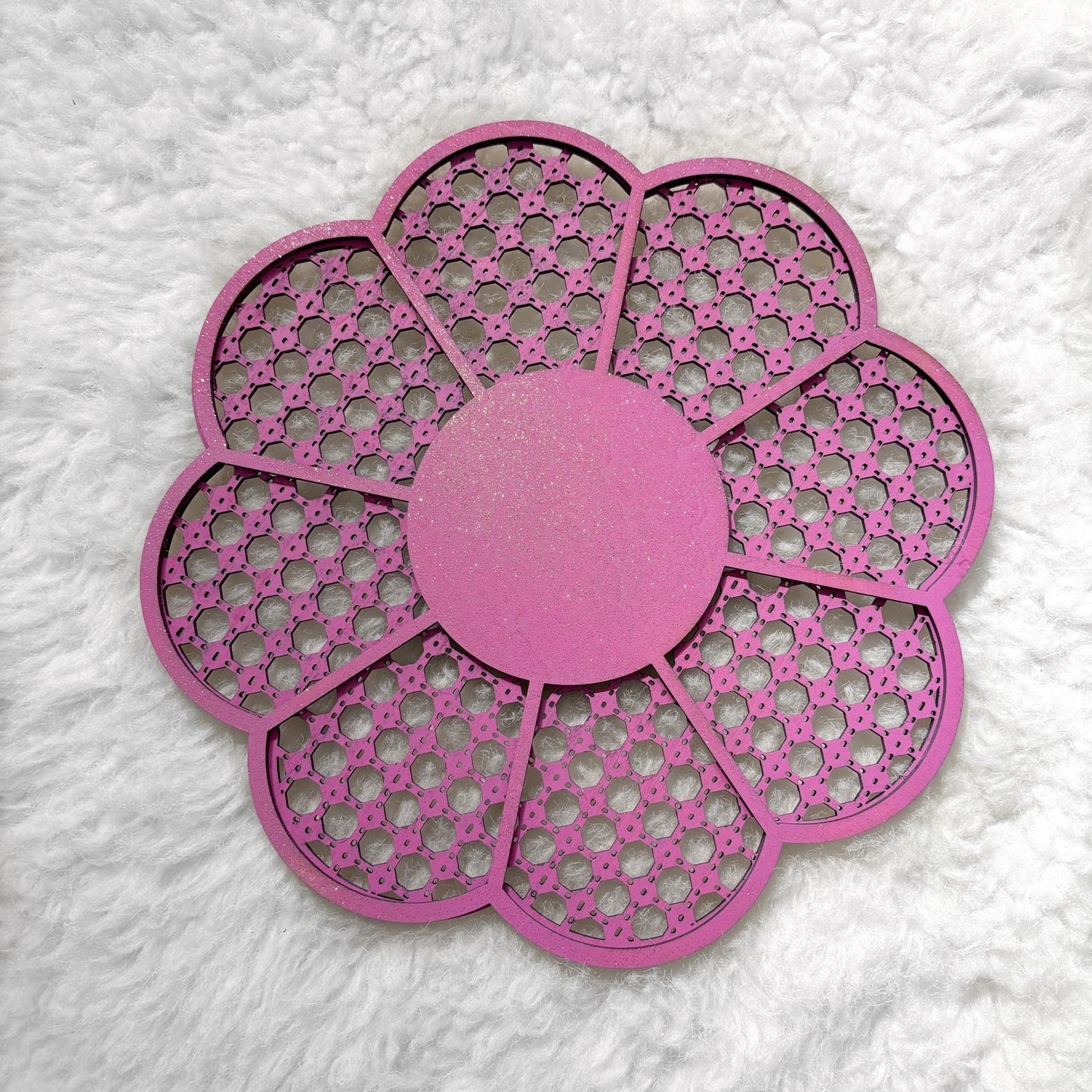 Flower Rattan Wall Hanging β Boho Nursery Decor | Double-Layered Wooden Floral Sign | Girls Room Accent | Whimsical Baby Shower Gift Girly