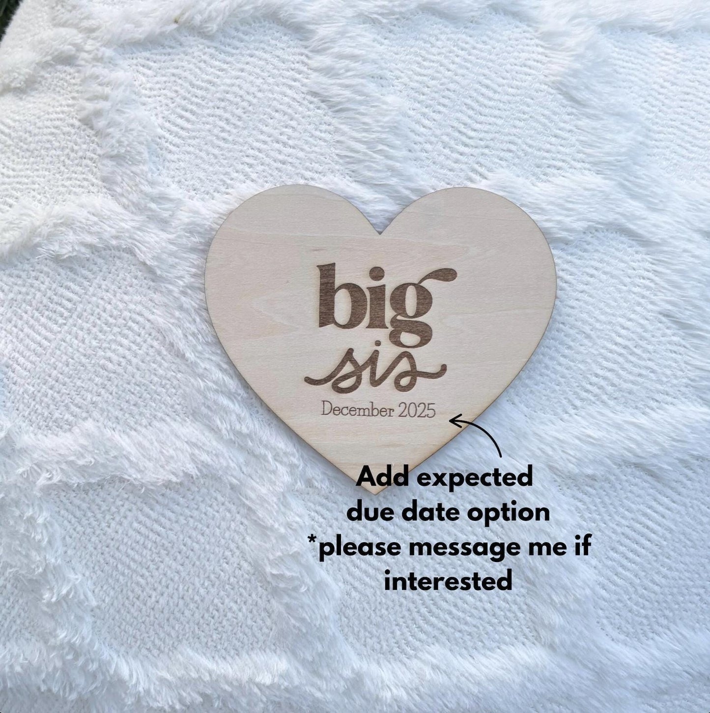 Big Bro Big Sis Wooden Heart Sign | Big Brother Announcement Prop Sibling Gift Idea Nursery Wall Decor Pregnancy Reveal Baby Shower Keepsake