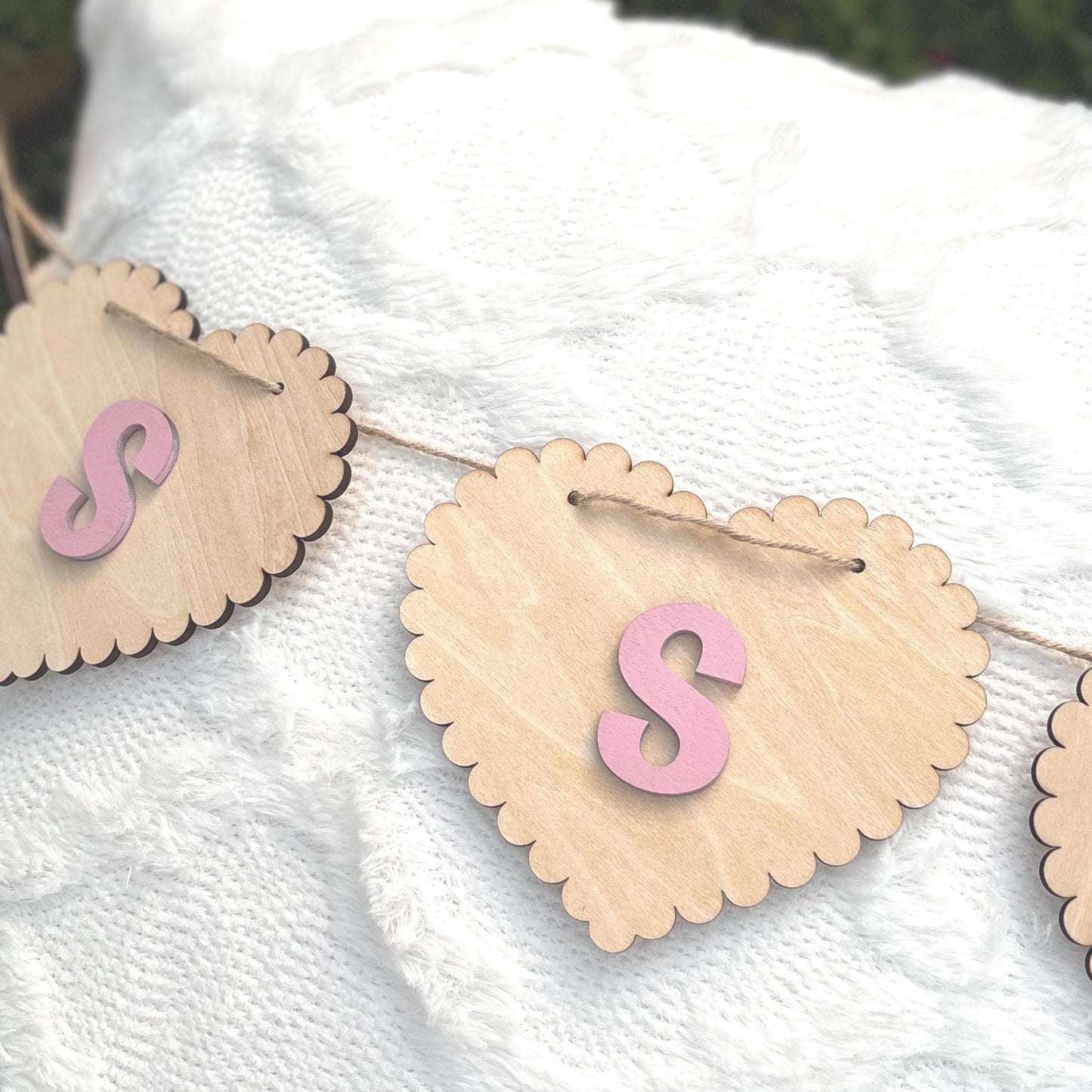 Personalized Wooden Scalloped Name Banner | Nursery Wall Decor Custom Baby Name Sign Kids Room Banner Shower Gift Name Garland Girl Birthday
