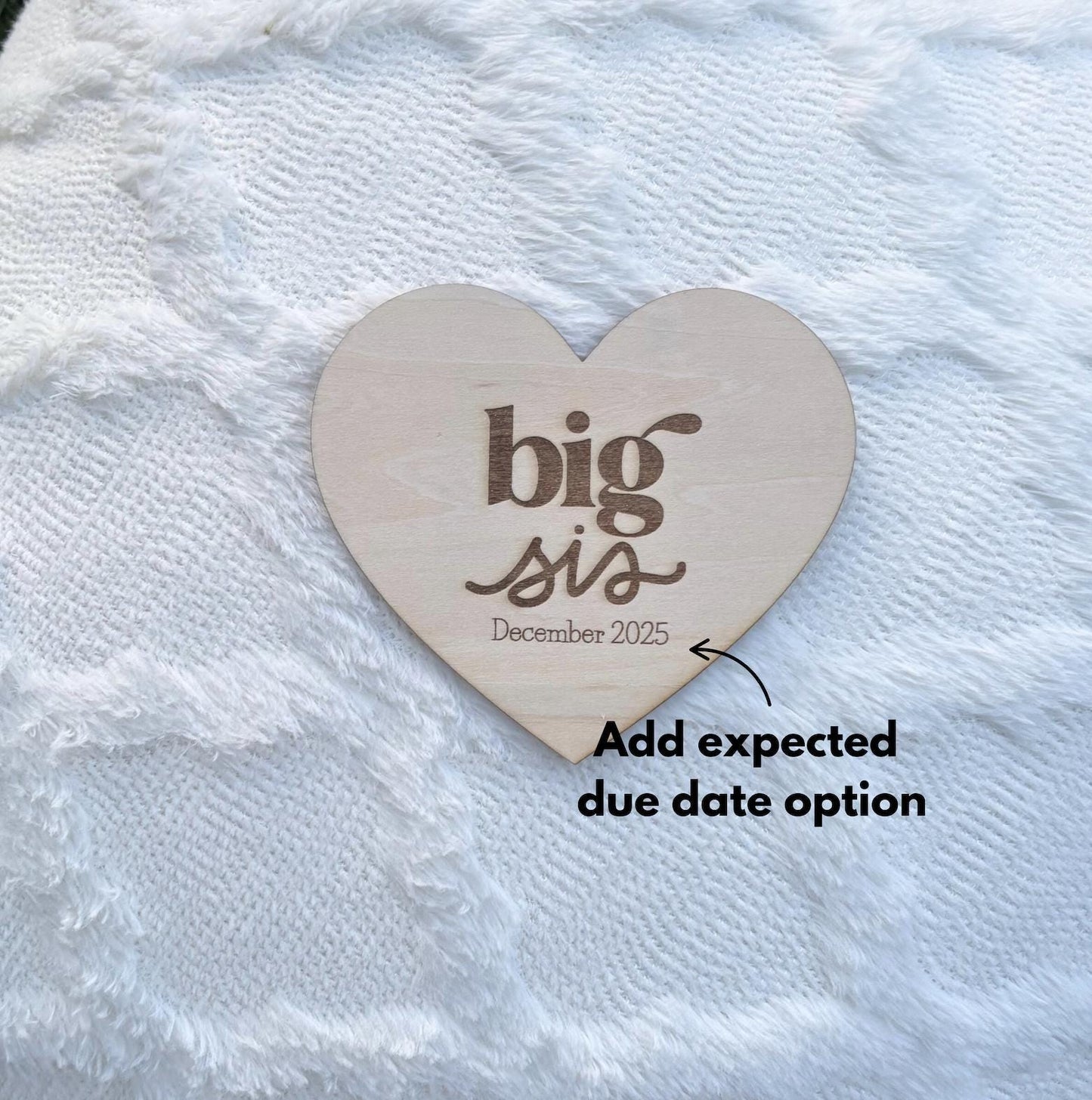 Big Bro Big Sis Wooden Heart Sign | Big Brother Announcement Prop Sibling Gift Idea Nursery Wall Decor Pregnancy Reveal Baby Shower Keepsake