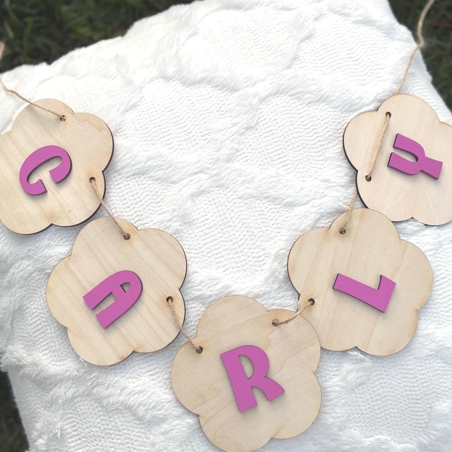 Personalized Wooden Name Banner | Nursery Wall Decor Custom Baby Name Sign | Kids Room Banner | Baby Shower Gift Name Garland Girl Birthday