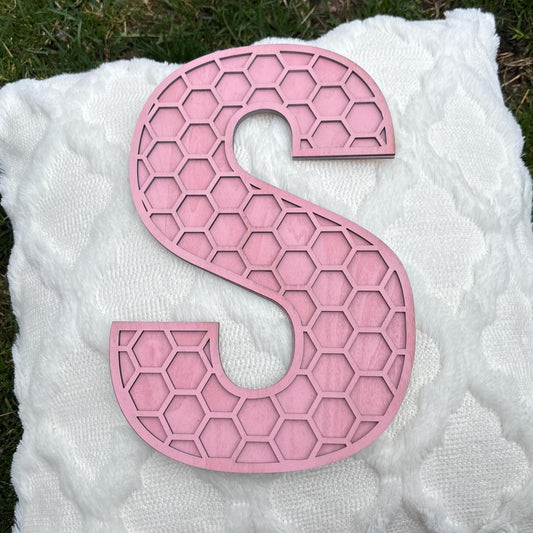 Honeycomb Letters  Numbers – Custom Laser Cut Wall Decor | Geometric Nursery, Office, or Home Accent | Modern Name & Initial Signs Girls