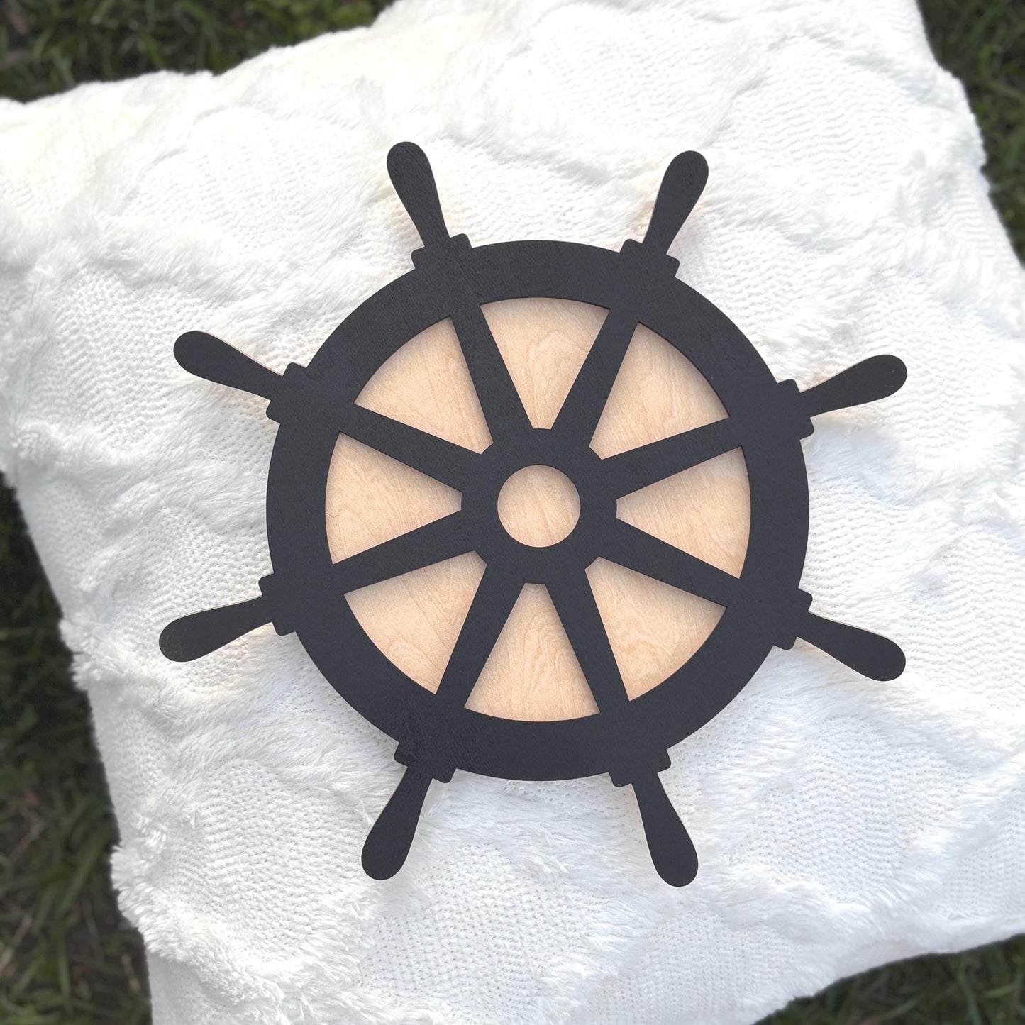 Wooden Ship Wheel Wall Decor | Nautical Nursery Decor | Pirate or Ocean Theme Room | Kids Coastal Wall Art | Rustic Sailor Wall Hanging