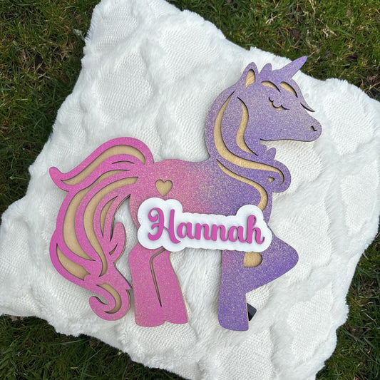 Unicorn Wooden Sign Personalized Name Laser Cut Magical Kids Room Bedroom Decor Nursery Decor Personalized Custom Sign Whimsy Fantasy Gift