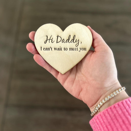 Personalized Pregnancy Announcement Heart – Custom Wooden Baby Reveal Disc | Gift for Mom, Dad, Grandma | Keepsake with Gift Bag Boys Girls