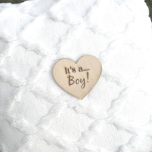 Personalized Gender Reveal Heart Discs “It’s a Boy” & “It’s a Girl” Announcement Signs Custom Wooden Pregnancy Reveal Gift | Keepsake Plaque