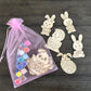 Easter Wooden DIY Coloring Set For Kids • Set of 10 Colorful Paint Set Wooden Unfinished Bunny Rabbit Holiday Painting Creative Wooden Toys