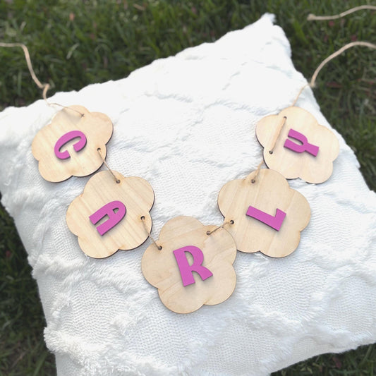 Personalized Wooden Name Banner | Nursery Wall Decor Custom Baby Name Sign | Kids Room Banner | Baby Shower Gift Name Garland Girl Birthday