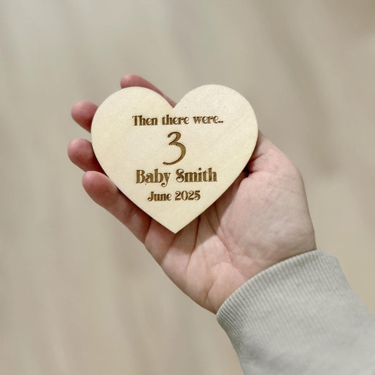 Then There Were... Personalized Pregnancy Announcement – Custom Wooden Baby Reveal Sign | Keepsake Gift for Family | Baltic Birch Plaque
