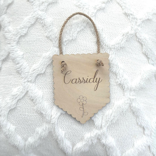 Personalized Flower Name Sign for Girls – Custom Wood Wall Hanging for Nursery or Bedroom Decor Room Wall Art Floral Theme Baby Shower Girl