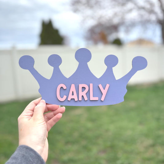 Princess Crown Name Sign – Personalized Wooden Nursery Decor | Custom Laser Engraved Wall Art | Baby Girl Gift | Royal Kids Room Sign Girly