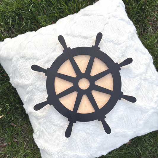 Wooden Ship Wheel Wall Decor | Nautical Nursery Decor | Pirate or Ocean Theme Room | Kids Coastal Wall Art | Rustic Sailor Wall Hanging