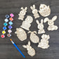 Easter Wooden DIY Coloring Set For Kids • Set of 10 Colorful Paint Set Wooden Unfinished Bunny Rabbit Holiday Painting Creative Wooden Toys