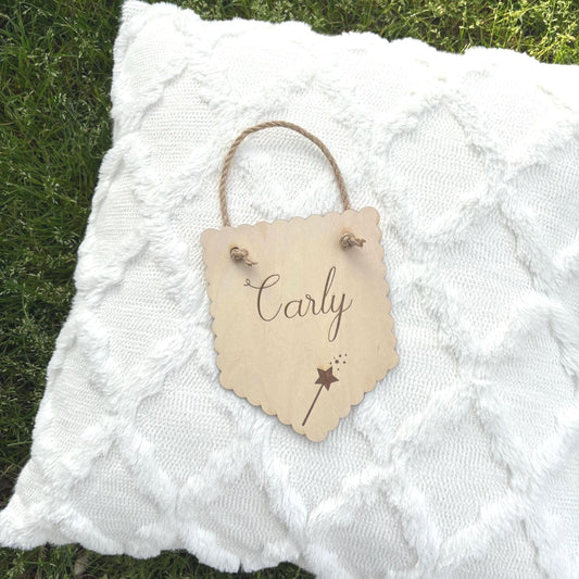Personalized Fairy Wand Name Sign for Girls – Custom Wood Wall Hanging for Nursery or Bedroom Decor