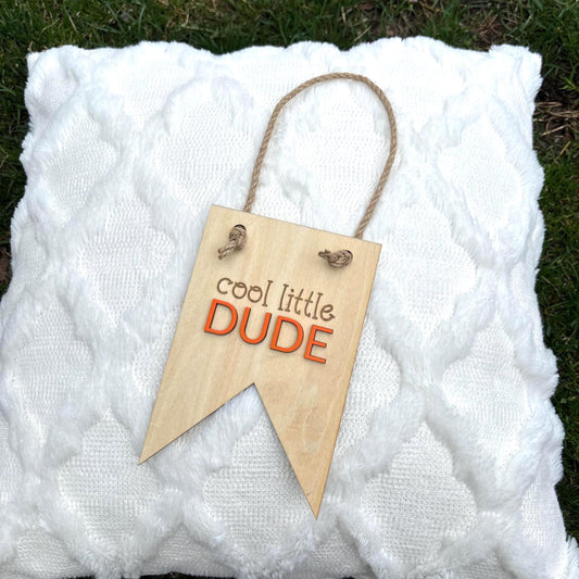 Cool Little Dude Wall Sign – Laser Engraved Kids Room Decor | Personalized Wooden Nursery Art | Boy’s Bedroom Hanging Sign Boys Bedroom