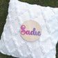 Personalized Name Disc – Custom Wooden Name Sign for Kids | Nursery Wall Decor or Gift | Gradient Glitter Finish | Round Wood Plaque Baby