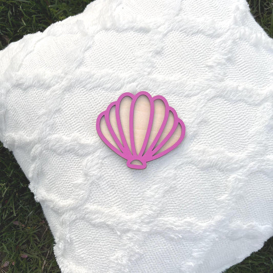 Wooden Seashell Wall Sign – Handmade Coastal Nursery Decor | Lavender & Natural Beach-Themed Wall Art | Baby Shower or Ocean Room Gift