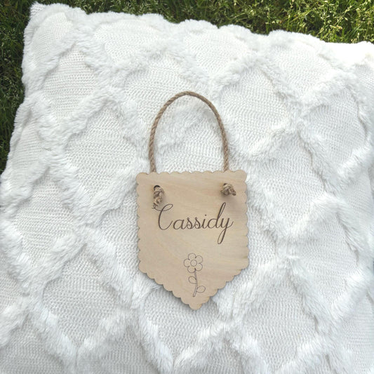 Personalized Flower Name Sign for Girls – Custom Wood Wall Hanging for Nursery or Bedroom Decor Room Wall Art Floral Theme Baby Shower Girl