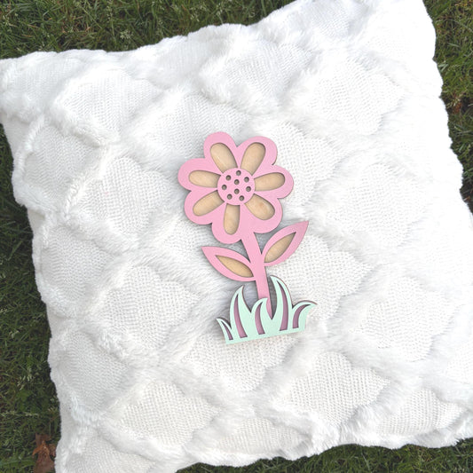 Wooden Flower Wall Sign – Handmade Spring Nursery Decor | Pastel Pink & Mint Floral Wall Art | Kids Room or Baby Shower Gift