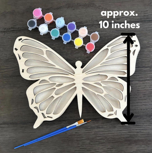 Butterfly Wooden DIY Coloring Set For Kids • Colorful Paint Set Wooden Unfinished Holiday Painting Creative Wooden Toys Girls Girly Party
