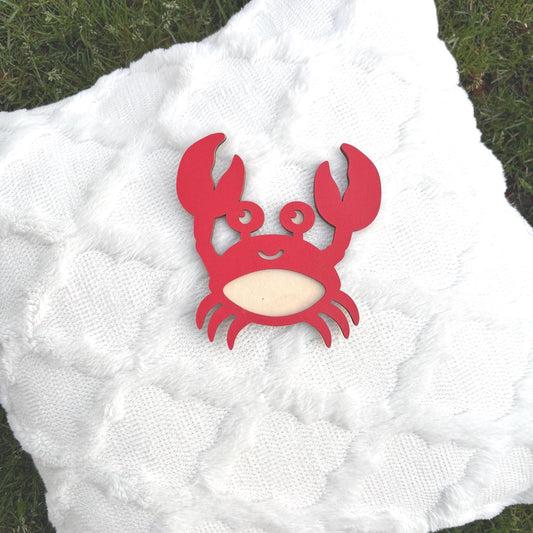 Crab Wall Sign – Coastal Nursery Decor | Handmade Wooden Ocean-Themed Wall Art | Summer Baby Gift | Cute Sea Animal for Kids Room Marine