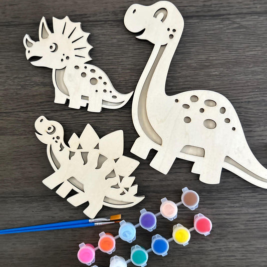 Dinosaur Themed DIY Craft Kit for Kids | Paint Your Own Dino Figures | Creative Art Set | Fun Birthday or Party Activity Birthday Gift Set