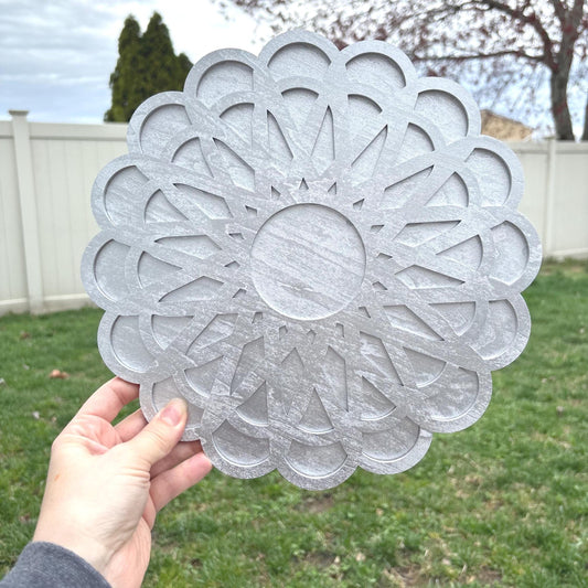 Sun Mandala Wall Art – Laser Cut Wood Decor – Silver Sunburst Hanging – Boho Neutral Room Decor – Spiritual Gift – Modern Layered Art