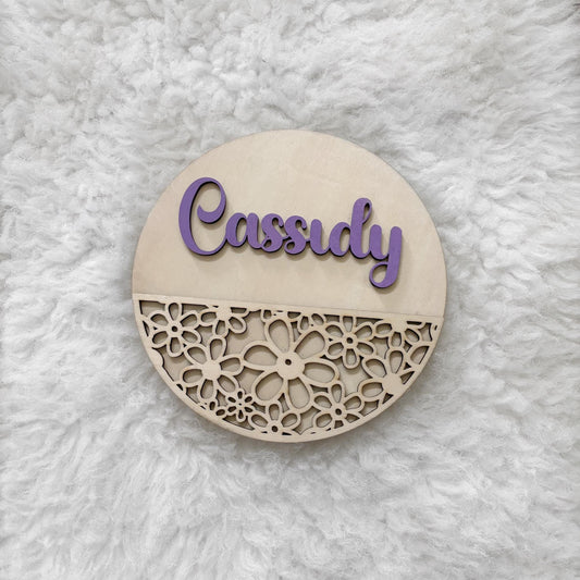 Personalized Wooden Name Sign – Double Layer Laser Cut Wall Art | Custom Nursery Decor | Baby Name Reveal Gift | Kids Room Keepsake Floral