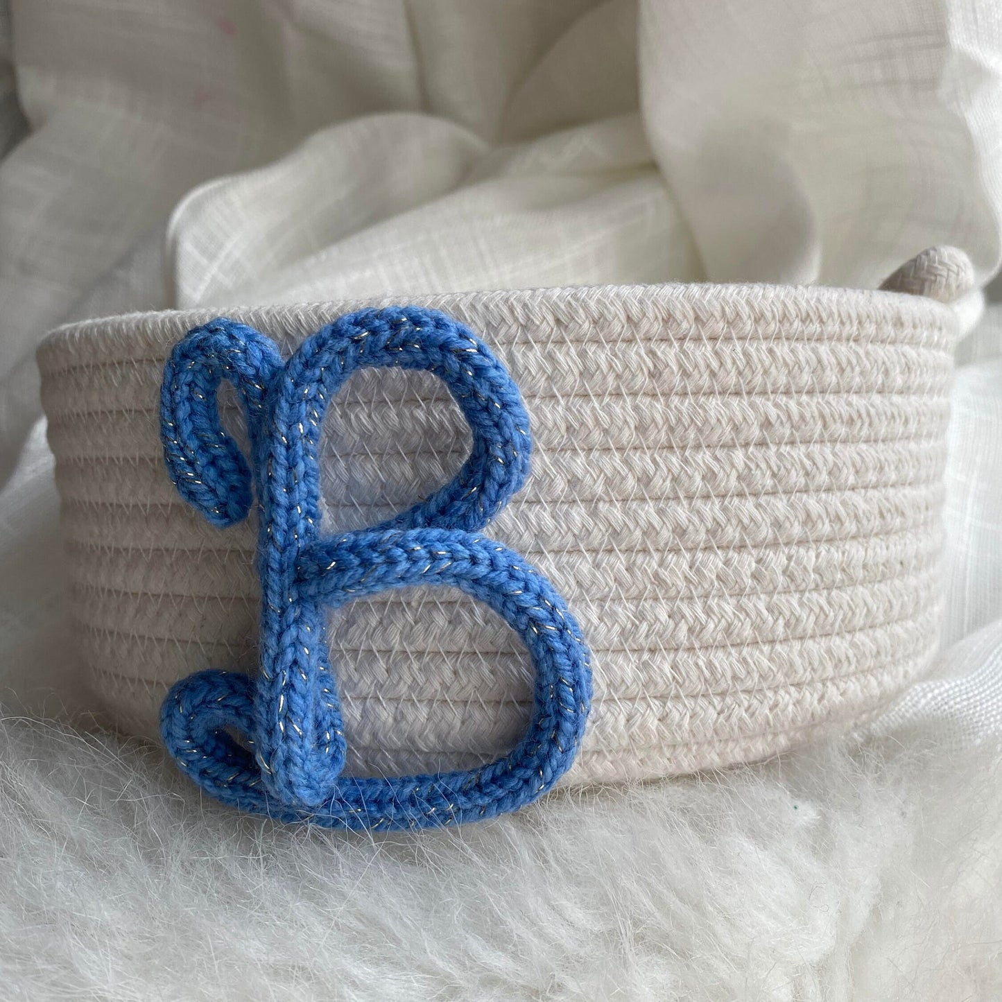 PERSONALIZED Baby Shower Gift Basket • Customize Rope Name Custom Circular Bin Monogram Gift Baby Gift Basket Toy Name Storage Cotton Gift