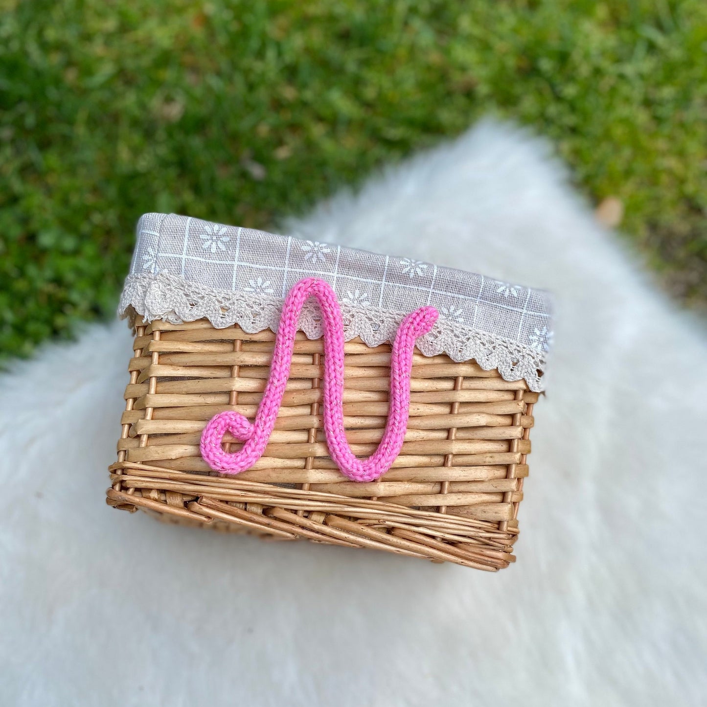 PERSONALIZED Baby Shower Gift Basket • Customized Wicker Rope Letter Custom Monogram Gift Basket Baby Gift Toy Small Storage Basket Gift