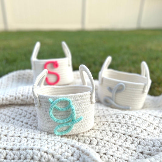 PERSONALIZED Baby Shower Gift Basket • Customize Rope Name Custom Monogram Basket Baby Gift Basket Toy Basket Storage Basket Gift Initial