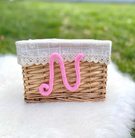 PERSONALIZED Baby Shower Gift Basket • Customized Wicker Rope Letter Custom Monogram Gift Basket Baby Gift Toy Small Storage Basket Gift