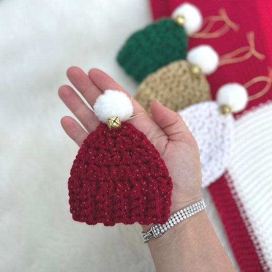 Christmas Knit Beanie Ornament • Xmas Knit Tree Decor • PomPom • Tree Children’s Room • Hat Art Personalized • Gift for Home Mom Sparkle