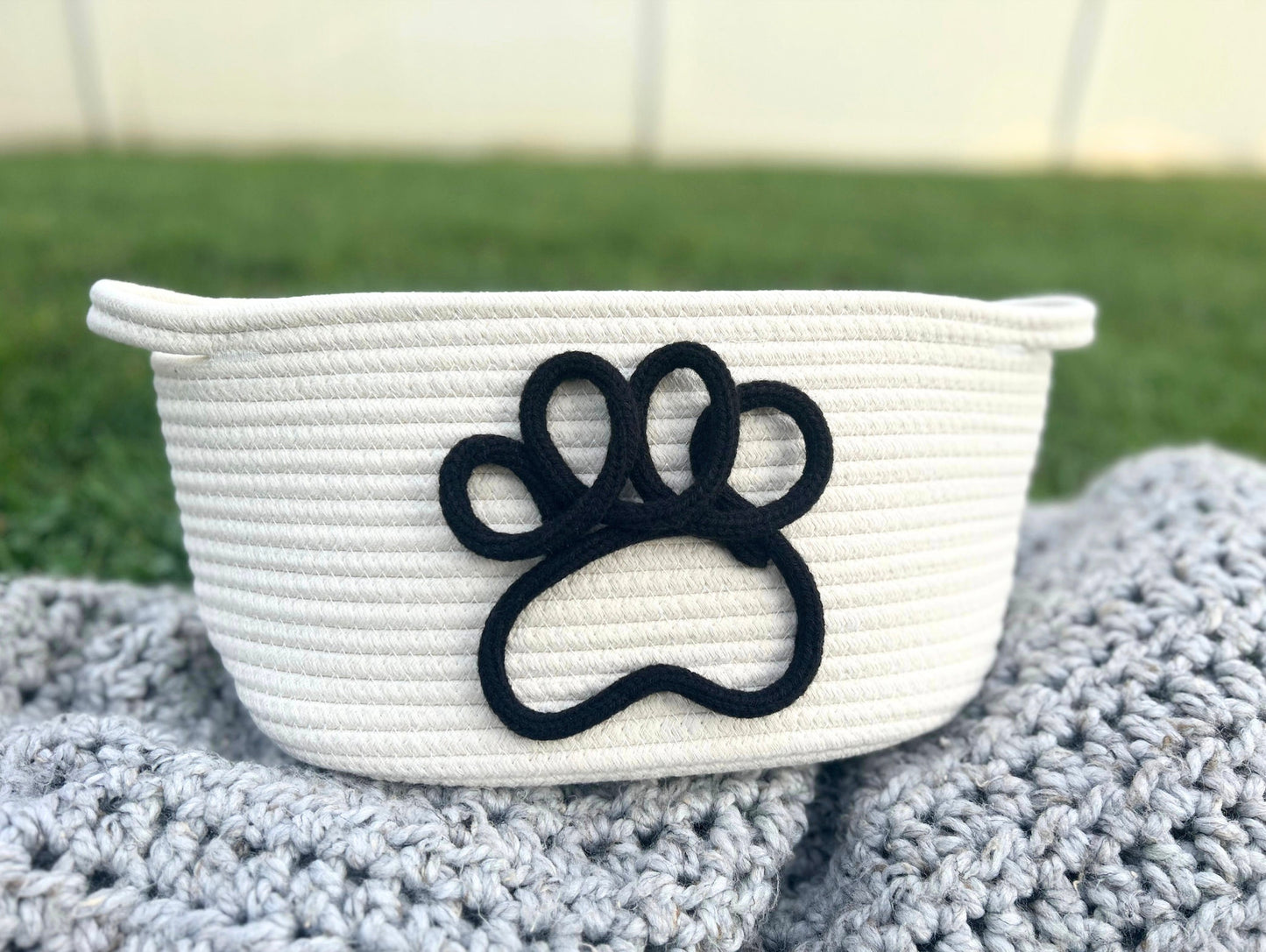 Dog Paw Toy Gift Basket • Pet Gift • Woven Rope Basket • Toys Blanket Bed Storage Organizer