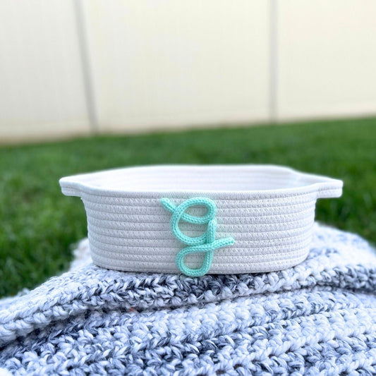 PERSONALIZED Initial Baby Shower Gift Basket • Customized Rope Letter Custom Monogram Baby Gender Reveal Toy Basket Storage Name Knit