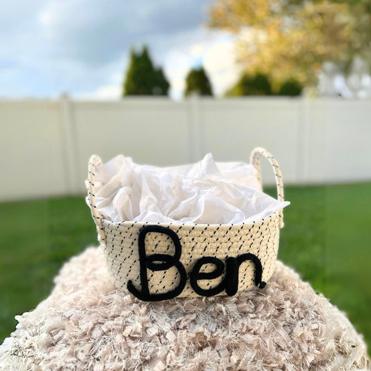 PERSONALIZED LIMITED HOLIDAY Baby Shower Gift Basket • Customize Rope Name Custom Monogram Gift Baby Toy Name Basket Storage Basket Gift